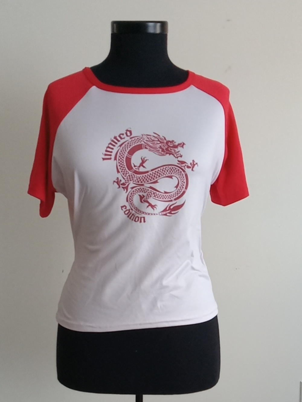 Ardene White and Red Dragon Raglan Tee
